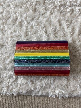 Multicolor Striped Women's Clutch Bag